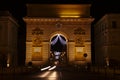 Night view of the Arc de triomphe in Montpellier, France Royalty Free Stock Photo