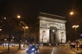 Night view of `Arc du Triumphe`, Paris