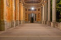 Night view of arcade in the Trinkhalle building in German spa town Baden Baden Royalty Free Stock Photo