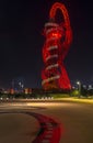 Night view of the ArcelorMittal Orbit, Queen Elizabeth Olympic Park, London Royalty Free Stock Photo