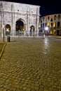 Night view of the Arch of Constantine, Rome. Royalty Free Stock Photo