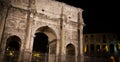 Night view of the Arch of Constantine, Rome. Royalty Free Stock Photo