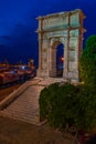 Night view of Arco di Traiano in Italian port Ancona Royalty Free Stock Photo