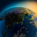 Night view of Asia from Royalty Free Stock Photo