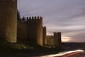 Night view from Avila walls. Royalty Free Stock Photo