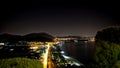 Night view of Baia bay, Pozzuoli, near Naples, Italy