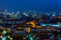 Night view on Bangkok city. night lights on the horizon Royalty Free Stock Photo