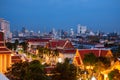 Night view on Bangkok city. night lights on the horizon Royalty Free Stock Photo