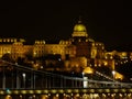 Night view of the Baroque style old stone Royal castle in Budapest