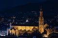 Night view of the Basilica of the Holy Cross Basilica di Santa Royalty Free Stock Photo