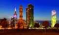 Night view of Batumi seaside boulevard with Chacha tower Royalty Free Stock Photo