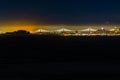 Night view Bay Bridge San Francisco on a cloudy foggy night Royalty Free Stock Photo