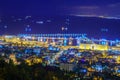 Night view of the bay of Haifa and the harbor Royalty Free Stock Photo