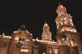 Night view, cathedral of morelia in michoacan, mexico XIX Royalty Free Stock Photo