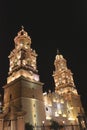 Night view of the cathedral of morelia in michoacan, mexico XIV Royalty Free Stock Photo