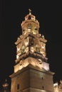 Night view of the cathedral of morelia in michoacan, mexico XVII Royalty Free Stock Photo