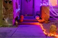 Night view of a beautiful Halloween decoration house Royalty Free Stock Photo