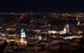 Night view on beautiful old city of Lviv - landscape