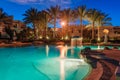 Night view of Beautiful swimming pool and palm trees in Egypt Royalty Free Stock Photo