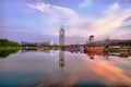 View of National Stadium and Olympic Park Multi-Function Broadcasting Tower in Beijing China Royalty Free Stock Photo