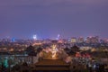 Night view of Beijing skyline from the Jingshan park Royalty Free Stock Photo