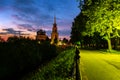 Night view of Bell tower and Cathedral of Ryazan Kremlin at sunset, Russia Royalty Free Stock Photo