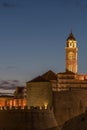 Night view of the Bell Tower in Dubrovnik Old City, Croatia Royalty Free Stock Photo