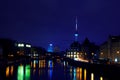 Night view of Berlin City and river Spree Royalty Free Stock Photo