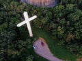 Night view of big cross by drone DJI mavic mini