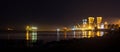 Night view of Black Sea, port of Poti, Georgia Royalty Free Stock Photo