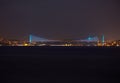 The night view of the Bosphorus with the Bosphorus bridge. Istanbul Royalty Free Stock Photo