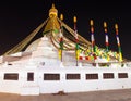 night view of Boudha or Bodhnath stupa in Kathmandu Royalty Free Stock Photo