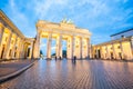 Night view of Brandenburg Gate in Berlin city, Germany Royalty Free Stock Photo