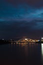 Night Bratislava`s landmarks, castle and bridges.