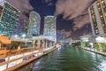 Night view of Brickell Key buildings, Miami Royalty Free Stock Photo