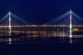 Night view for the bridge to the Russky island in Vladivostok Royalty Free Stock Photo