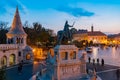 Night view of the Bronze statue of Stephen I of Hungary