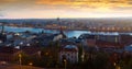 Night view of Budapest historical townscape with Danube river