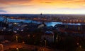 Night view of Budapest historical townscape with Danube river