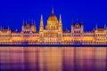 Night view of the Budapest Parliament. Royalty Free Stock Photo