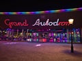 Night view of a bumper car ride in popular amusement park Wurstelprater in Vienna, Austria. Royalty Free Stock Photo