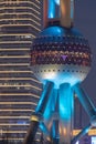 Night view of the Bund in Shanghai, China, close-up of the Oriental Pearl Tower Royalty Free Stock Photo