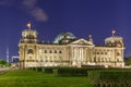 Night view of Bundestag Reichstag building in Berlin, Germany Royalty Free Stock Photo