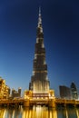 Night view of Burj Khalifa in Dubai, UAE Royalty Free Stock Photo