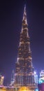 Night view of the Burj Khalifa skyscraper in Dubai which is the world tallest building Royalty Free Stock Photo
