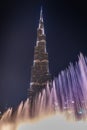 Night view of the Burj Khalifa skyscraper in Dubai which is the world tallest building Royalty Free Stock Photo