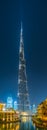 Night view of the Burj Khalifa skyscraper in Dubai which is the world tallest building Royalty Free Stock Photo