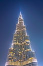 Night view of the Burj Khalifa skyscraper in Dubai which is the world tallest building....IMAGE Royalty Free Stock Photo