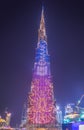 Night view of the Burj Khalifa skyscraper in Dubai which is the world tallest building....IMAGE Royalty Free Stock Photo