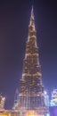 Night view of the Burj Khalifa skyscraper in Dubai which is the world tallest building....IMAGE Royalty Free Stock Photo